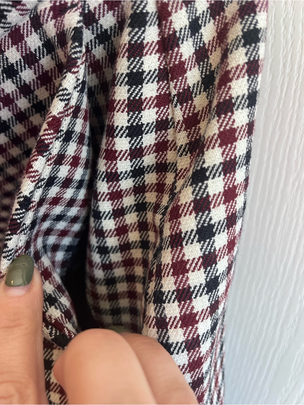 Madewell Plaid Houndstooth Suiting Mini Skirt Aroma Burgundy Navy Size 00 - Picture 9 of 16